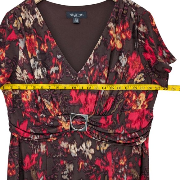 Perceptions Woman Maxi Dress Multicolor Floral Short Sleeve V Neck Size 18W - Picture 8 of 11